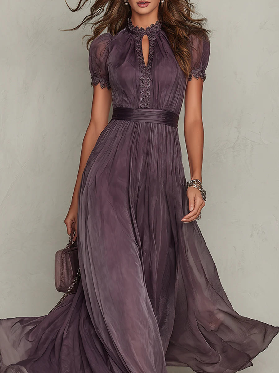 Ashley | Robe longue élégante en mousseline, style vintage