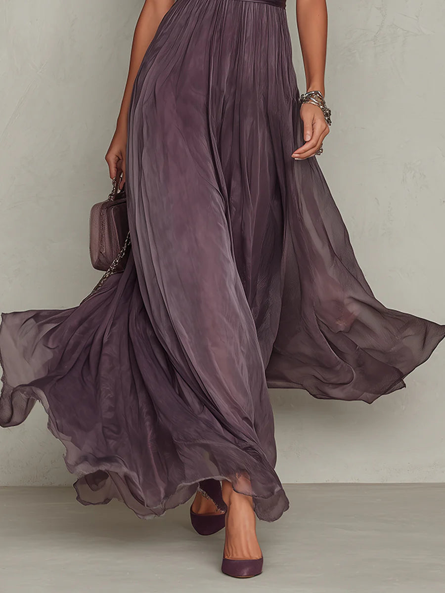 Ashley | Robe longue élégante en mousseline, style vintage