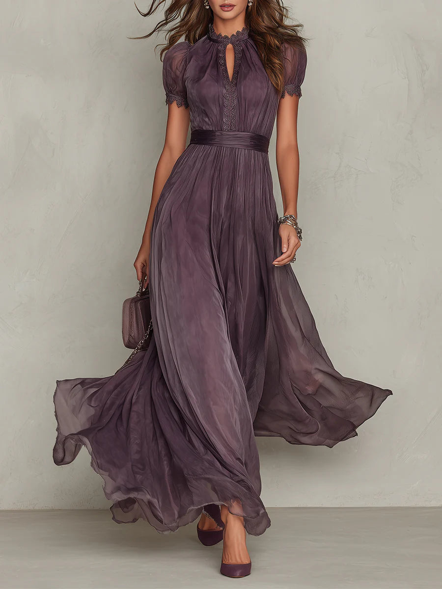 Ashley | Robe longue élégante en mousseline, style vintage