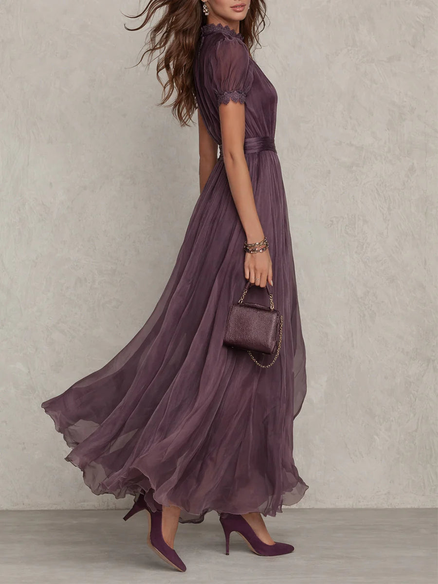 Ashley | Robe longue élégante en mousseline, style vintage