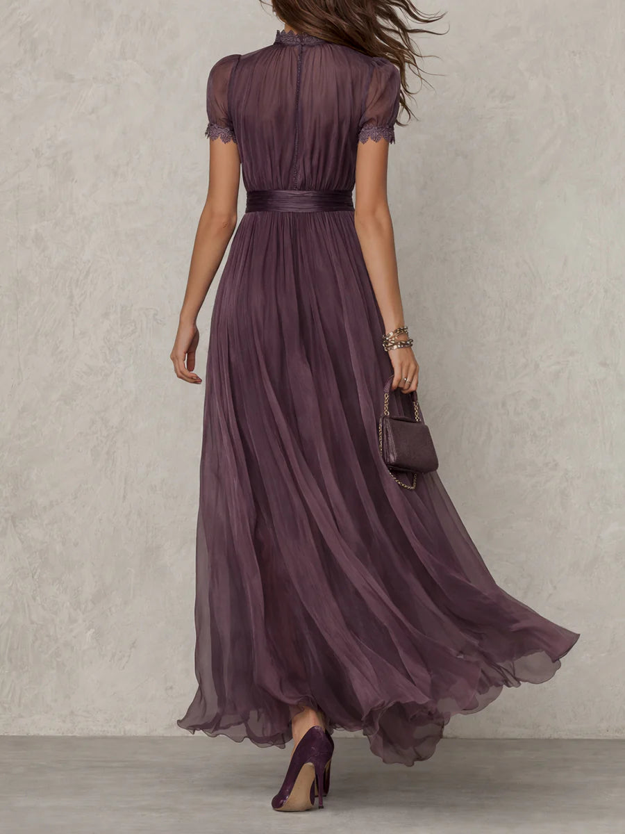 Ashley | Robe longue élégante en mousseline, style vintage