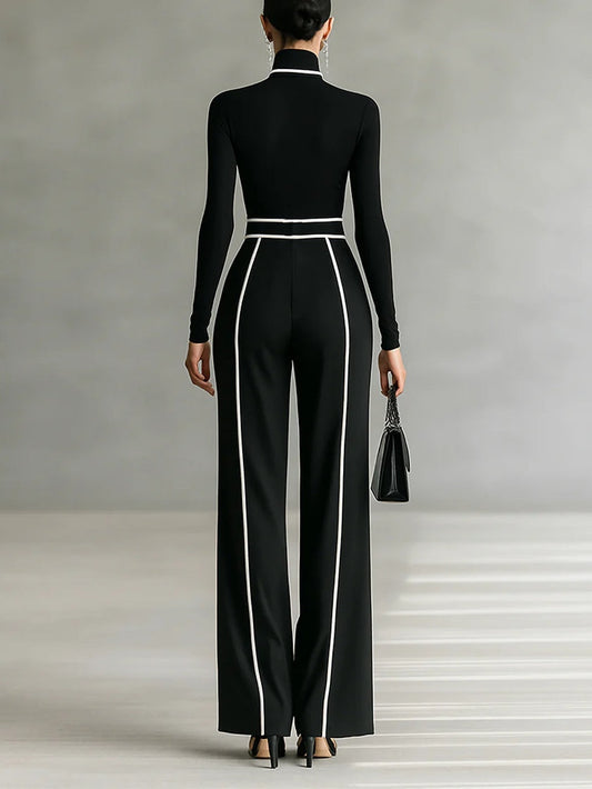 Kinley High-neck Top and Wide-leg Pants Set