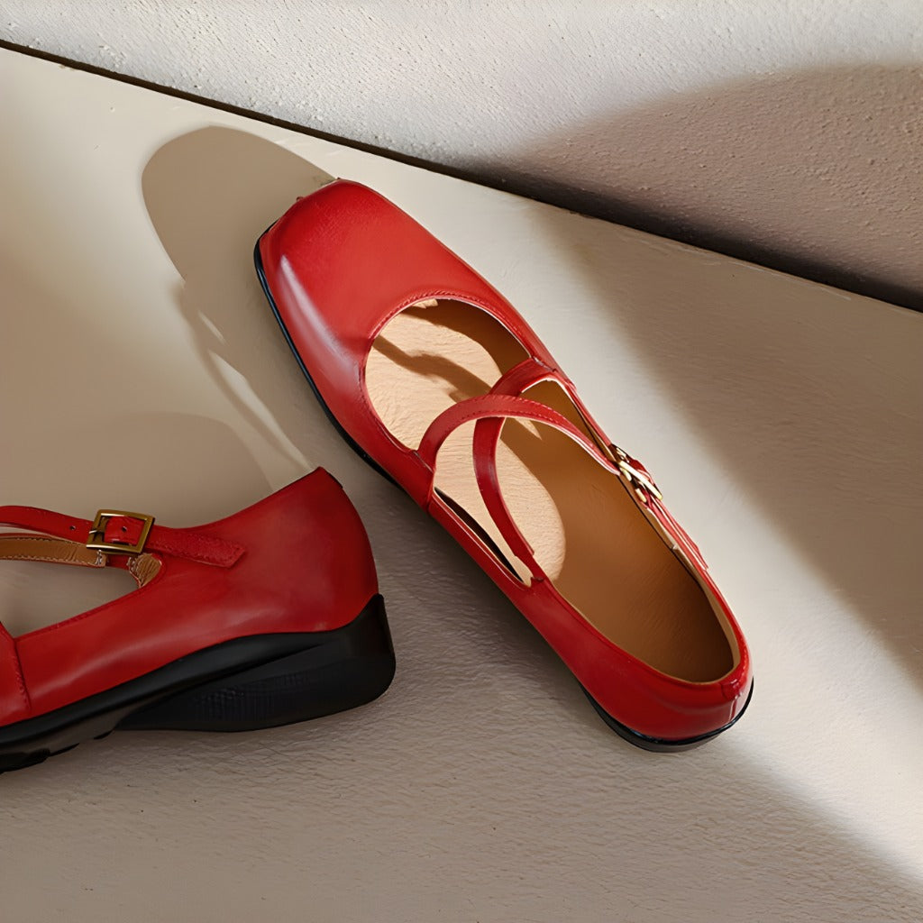 Gisel Genuine Leather Crisscross Flats
