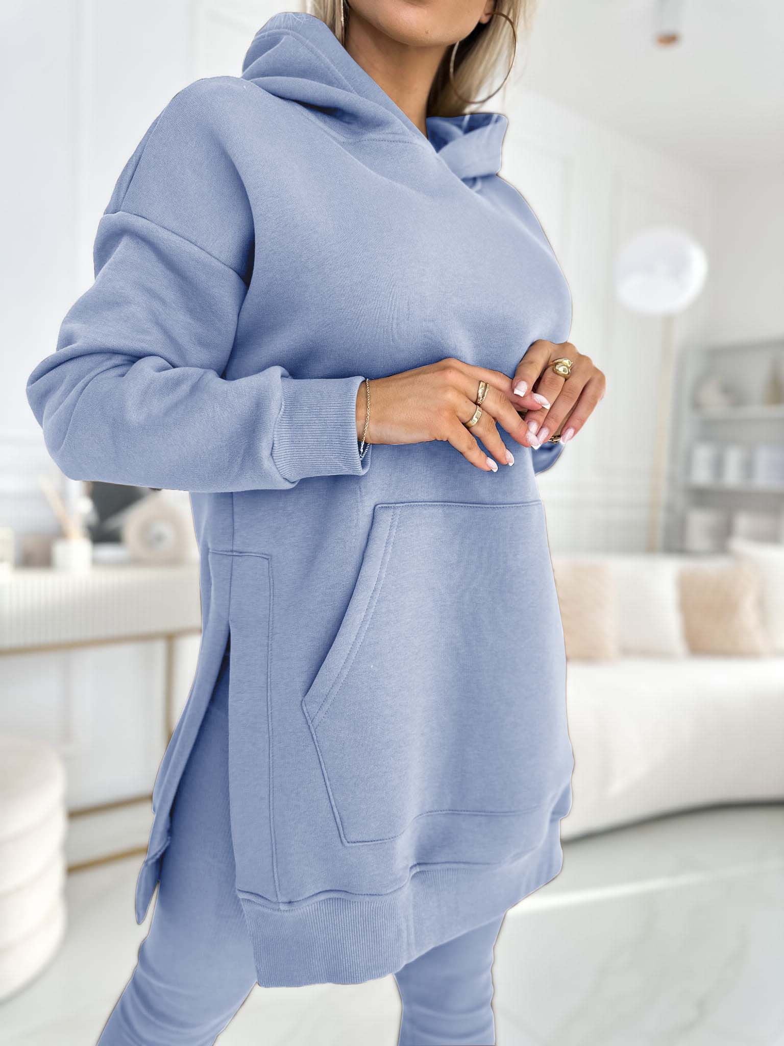 Francine Solid Color Hoodie and Lined Leggings Set