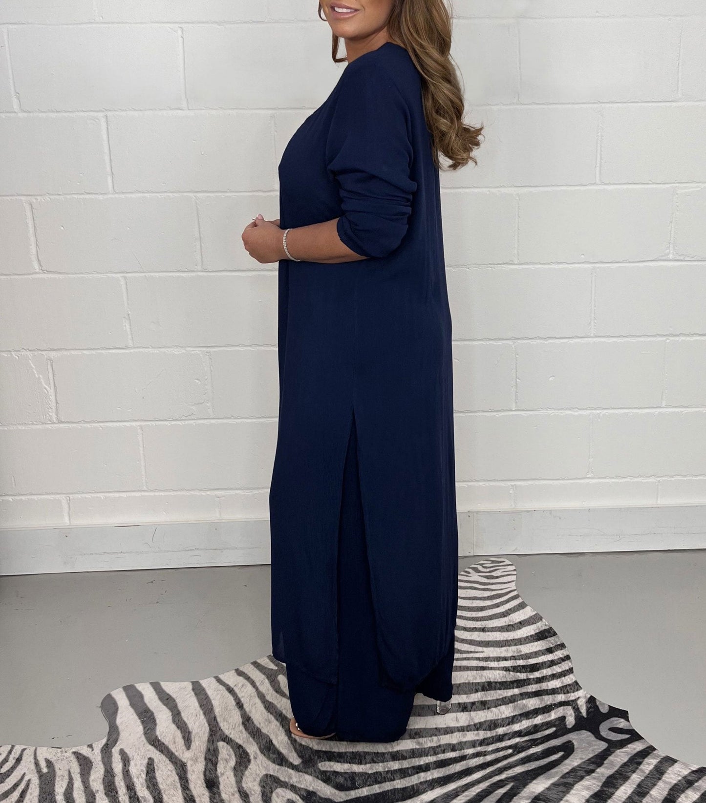 Lany Casual Long Top and Matching Pants Set