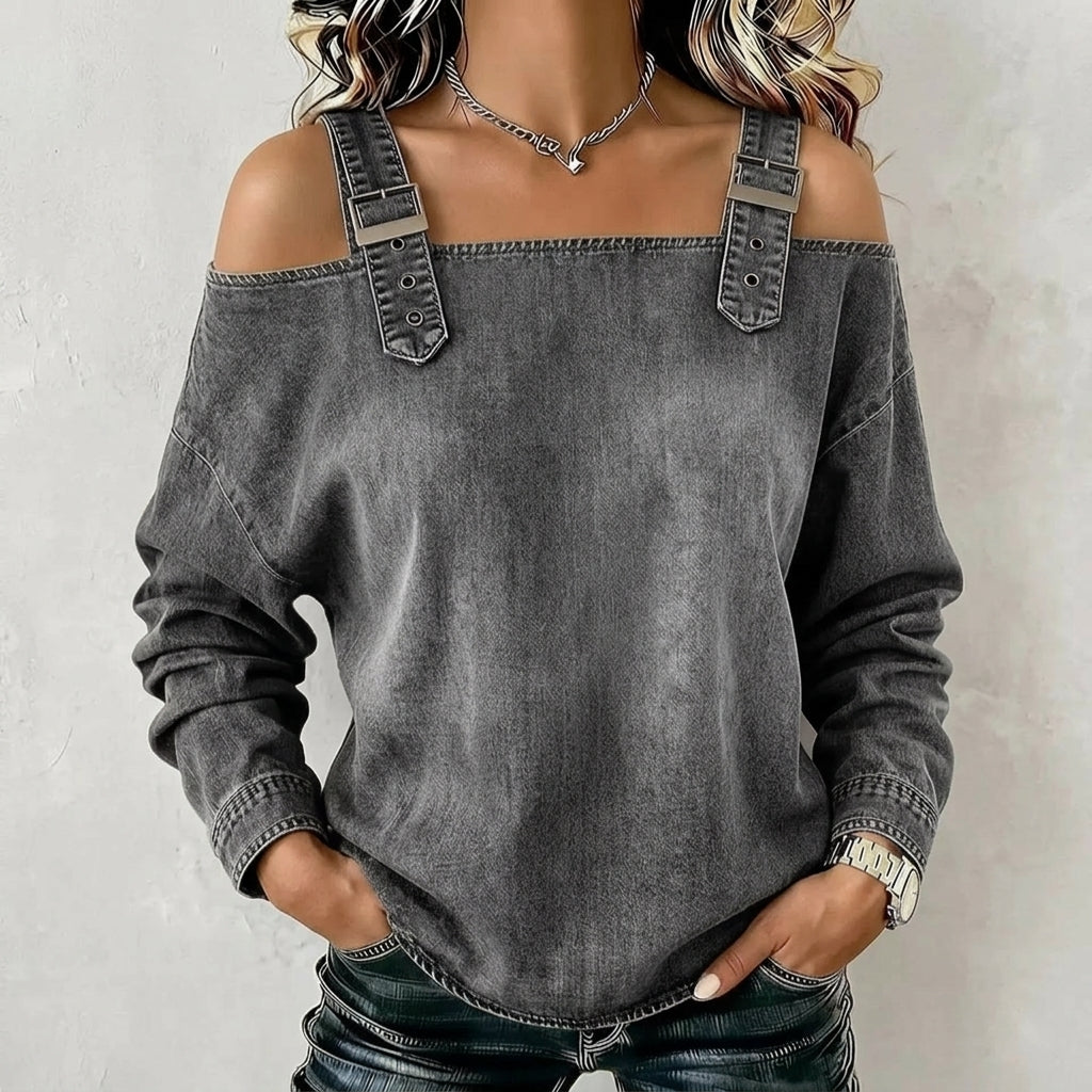 Serena Denim Off Shoulder Top