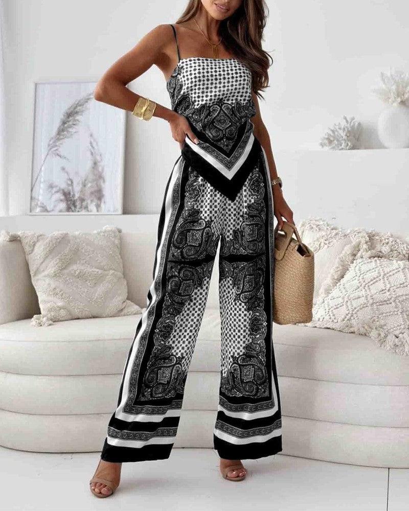 Queen Printed Lace-Up Vest & Pants Set