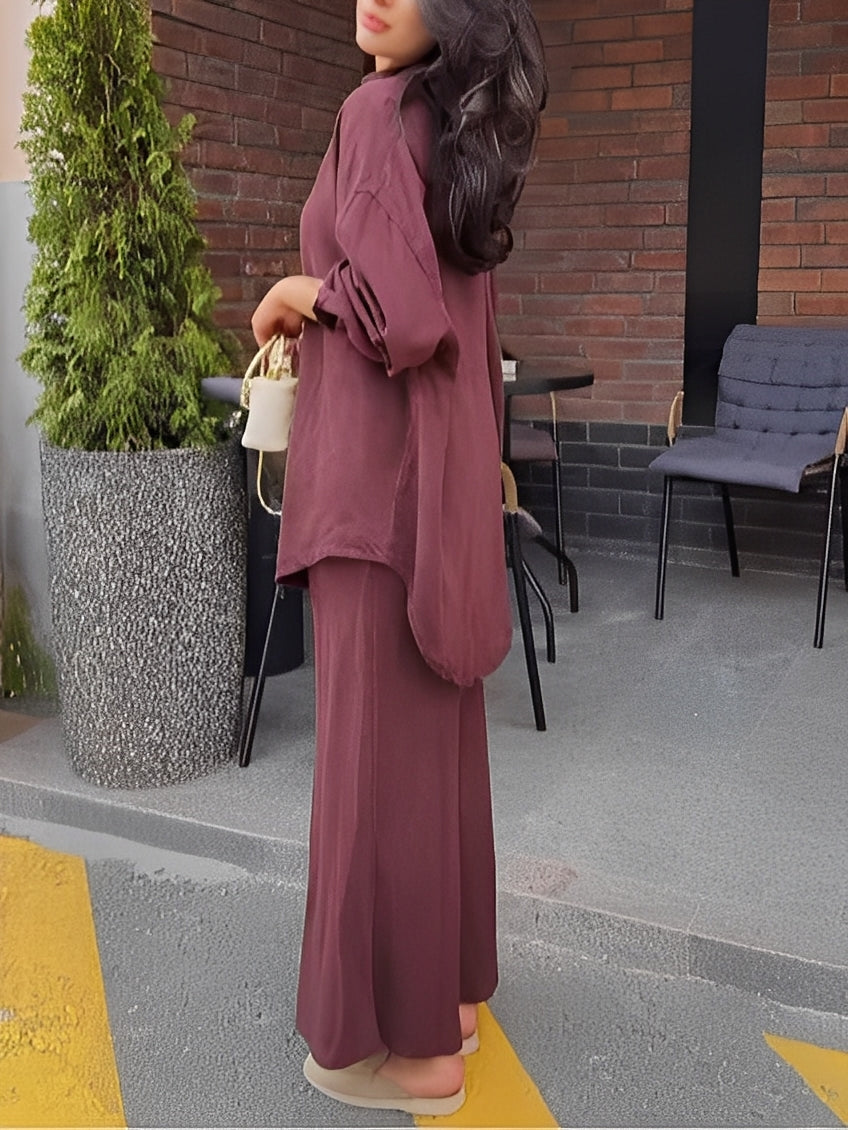 Lyca Tie-Drawstring Shirt and Skirt Set